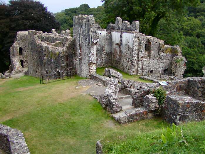 Okehampton Castle - Chapel (on the right)